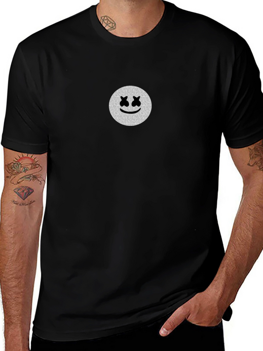 Camiseta Negra con Estampado Smiley