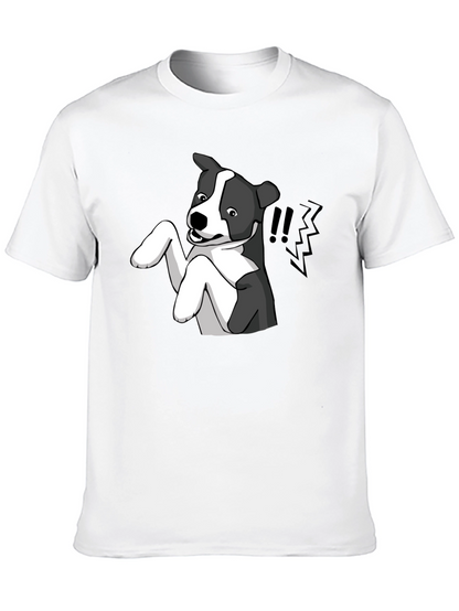 Camiseta Negra con Estampado de Perro Animado