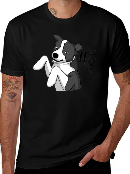 Camiseta Negra con Estampado de Perro Animado