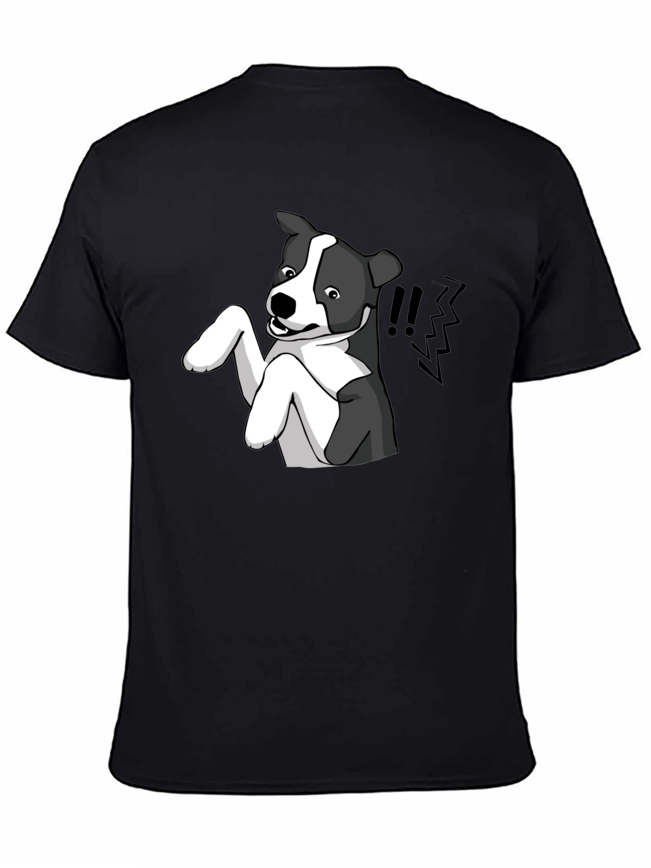 Camiseta Negra con Estampado de Perro Animado