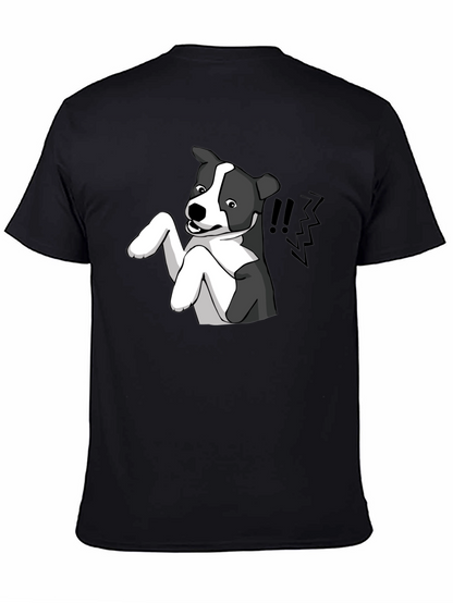Camiseta Negra con Estampado de Perro Animado