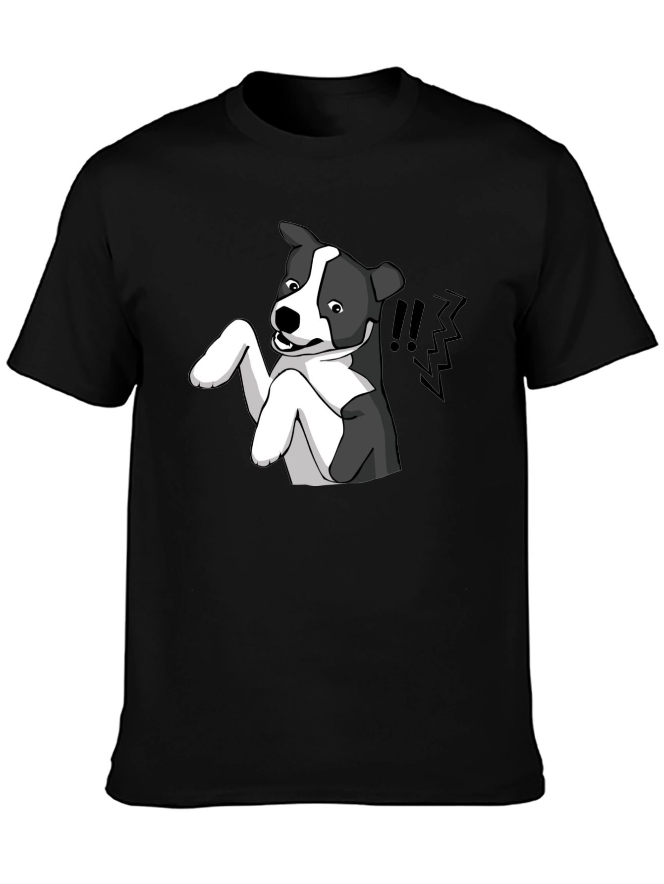 Camiseta Negra con Estampado de Perro Animado