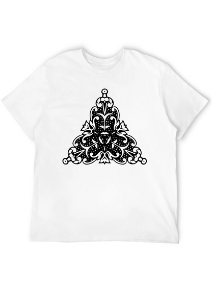 Camiseta Negra con Diseño Triángulo Ornamental