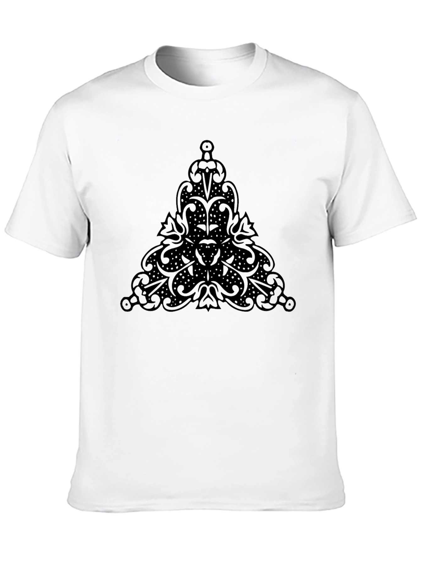 Camiseta Negra con Diseño Triángulo Ornamental