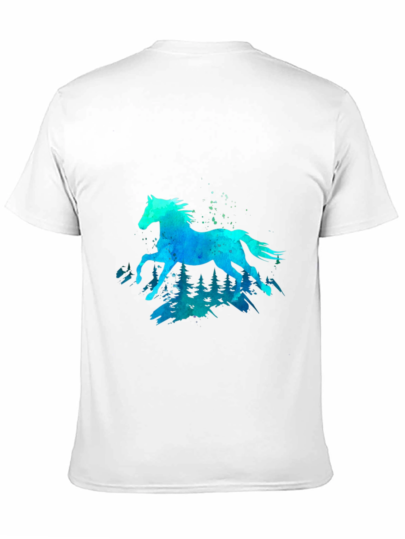 Camiseta Negra con Diseño de Caballo Acuarela