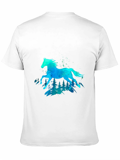 Camiseta Negra con Diseño de Caballo Acuarela