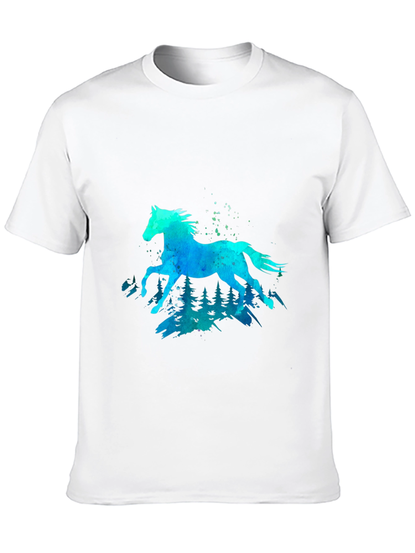 Camiseta Negra con Diseño de Caballo Acuarela