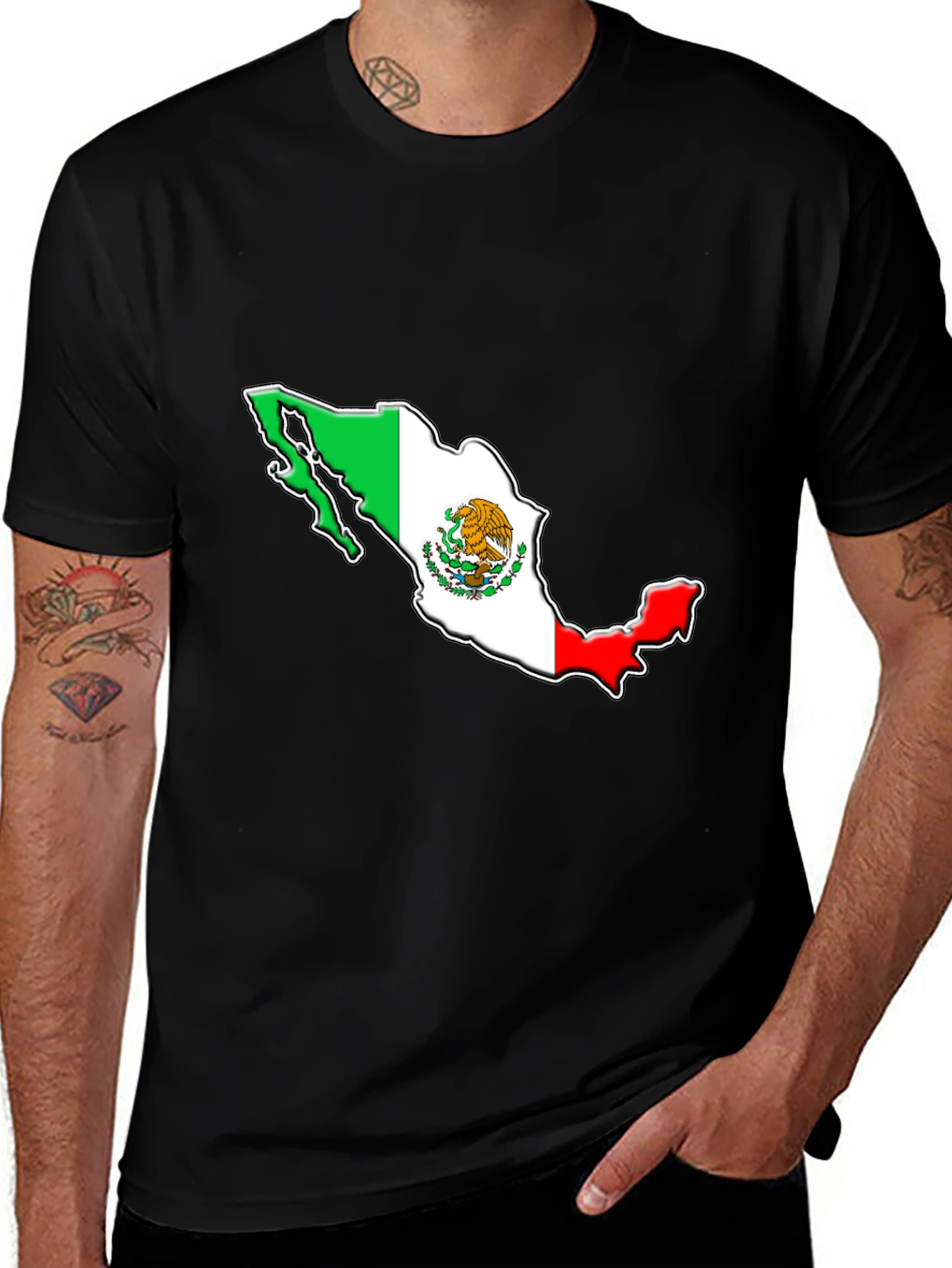 Playera Negra con Diseño de Mapa de México
