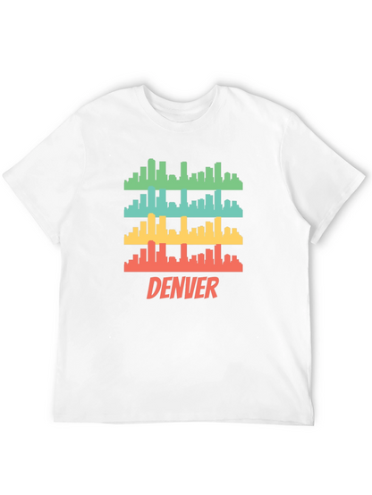 Camiseta Hombre Negra con Diseño Retro de Denver