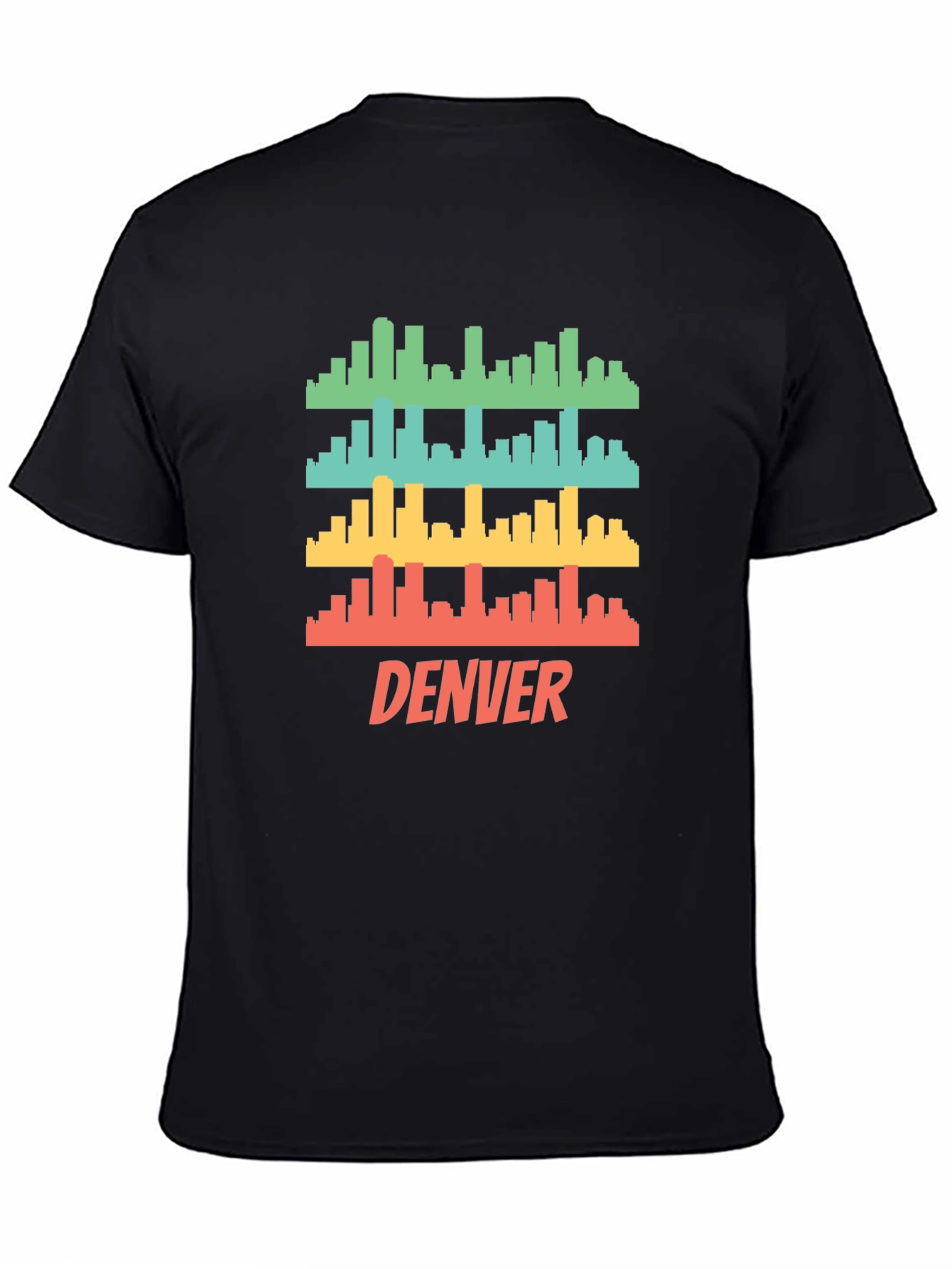 Camiseta Hombre Negra con Diseño Retro de Denver
