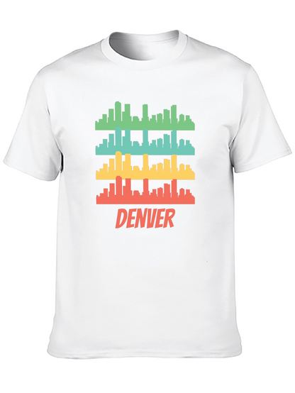 Camiseta Hombre Negra con Diseño Retro de Denver