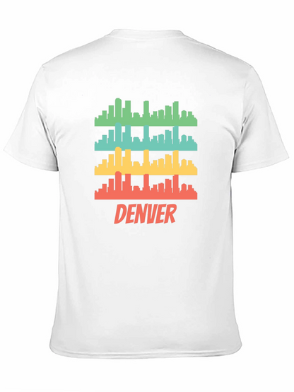 Camiseta Hombre Negra con Diseño Retro de Denver