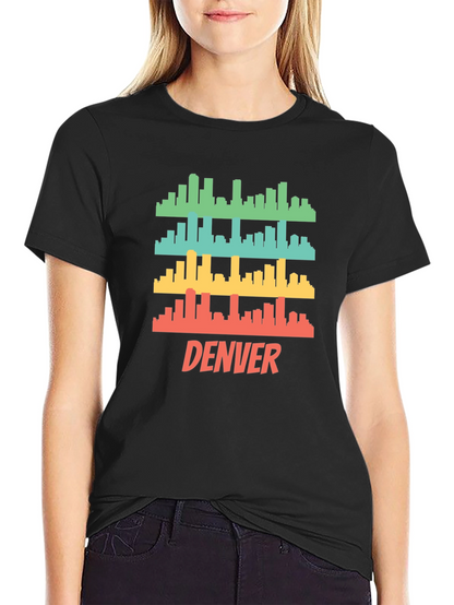 Camiseta Hombre Negra con Diseño Retro de Denver