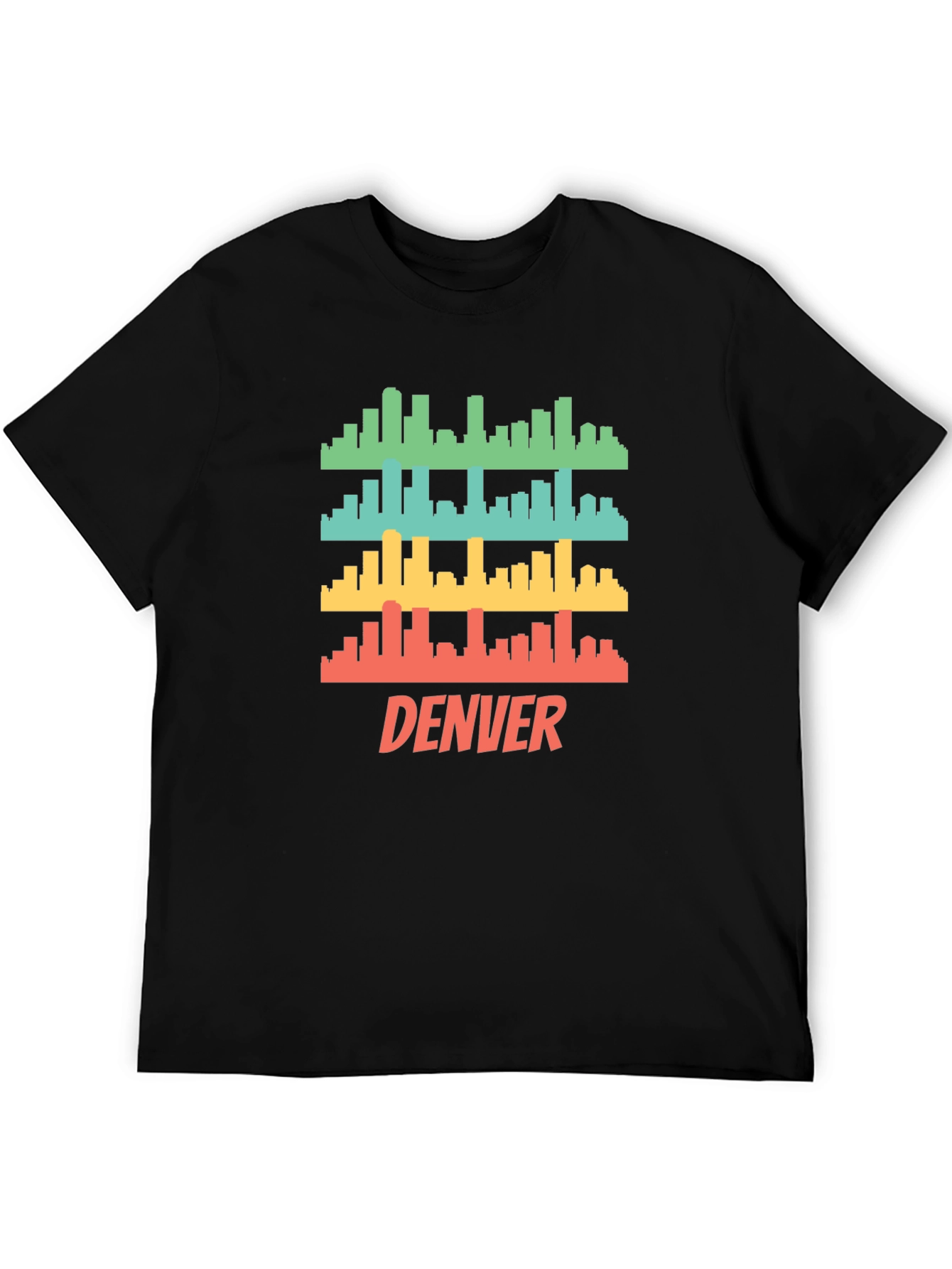 Camiseta Hombre Negra con Diseño Retro de Denver