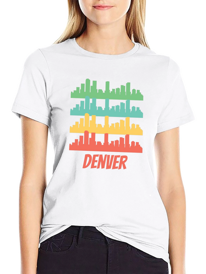 Camiseta Hombre Negra con Diseño Retro de Denver