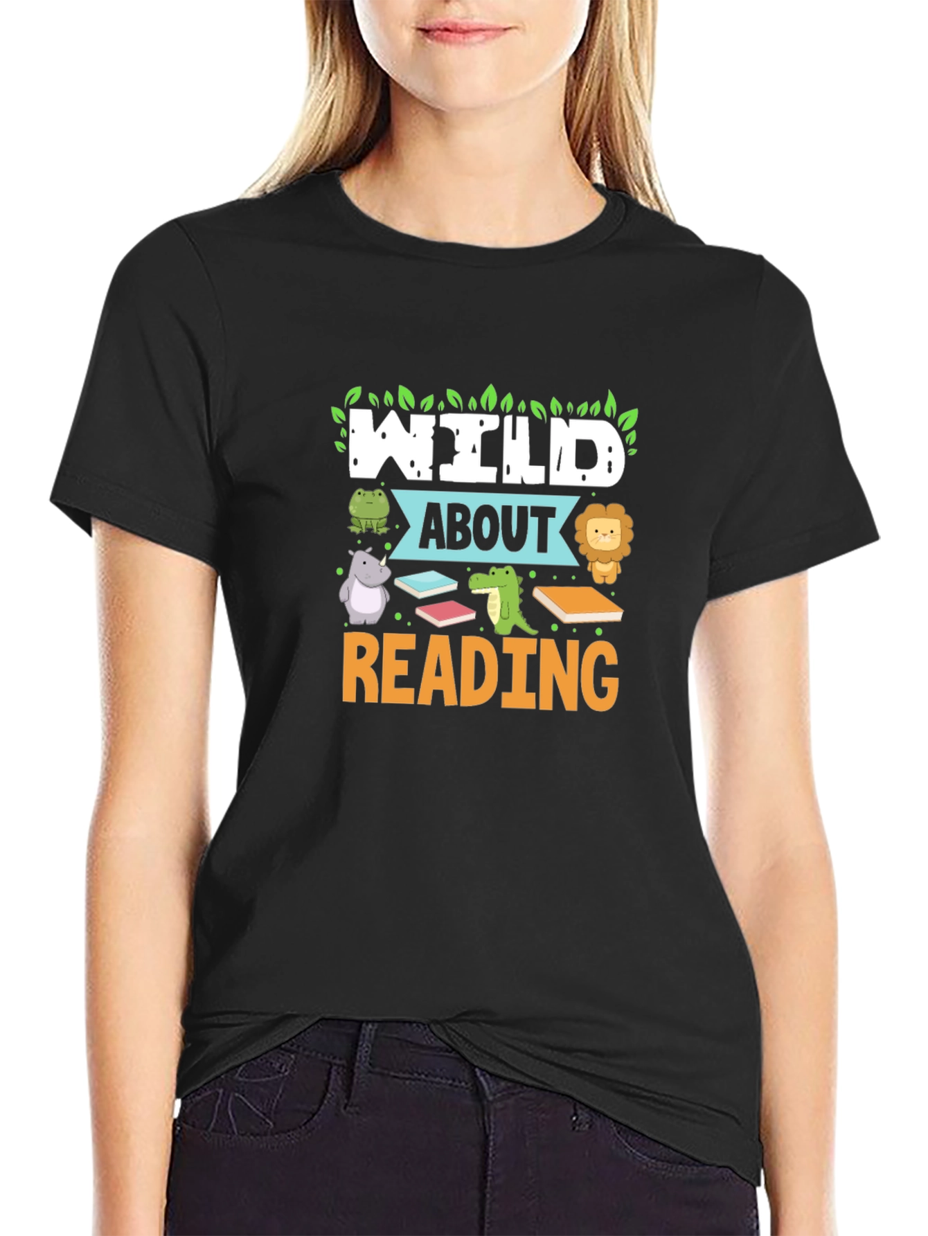 Camiseta Negra Wild About Reading