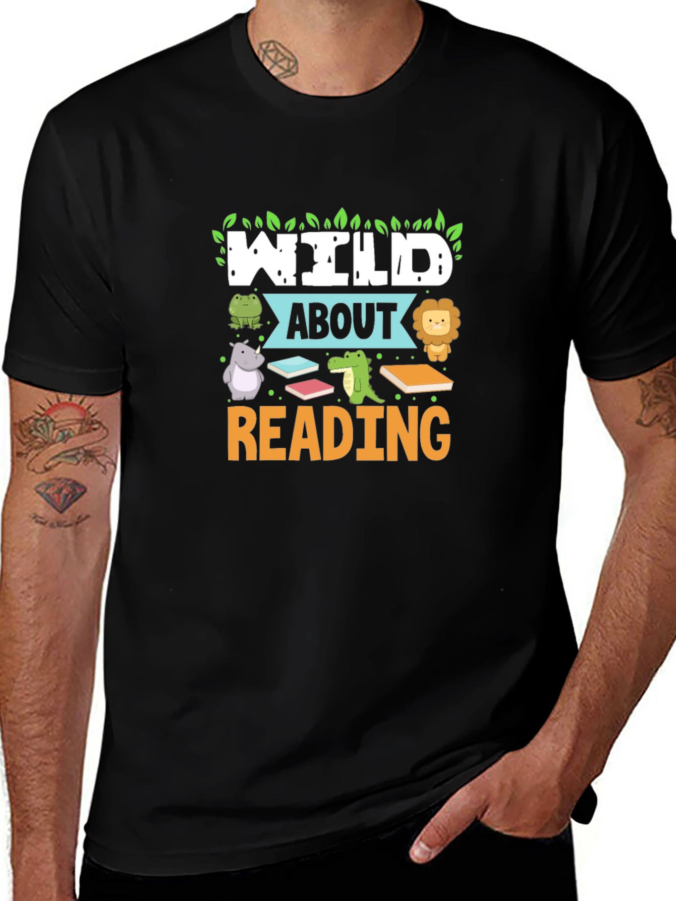 Camiseta Negra Wild About Reading