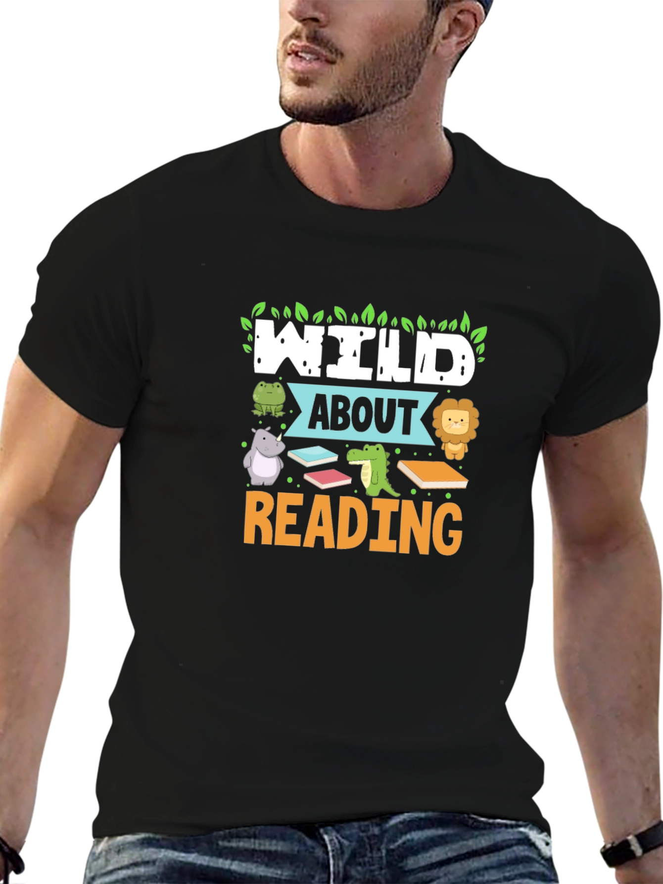Camiseta Negra Wild About Reading
