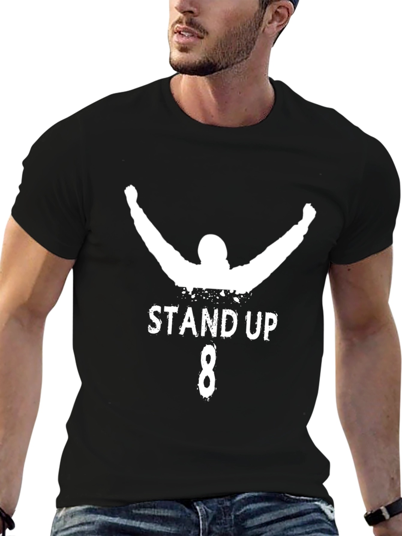 Camiseta Negra con Diseño Stand Up 8