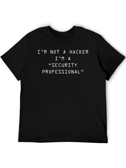 Camiseta Negra: No Soy Hacker Soy Profesional de Seguridad