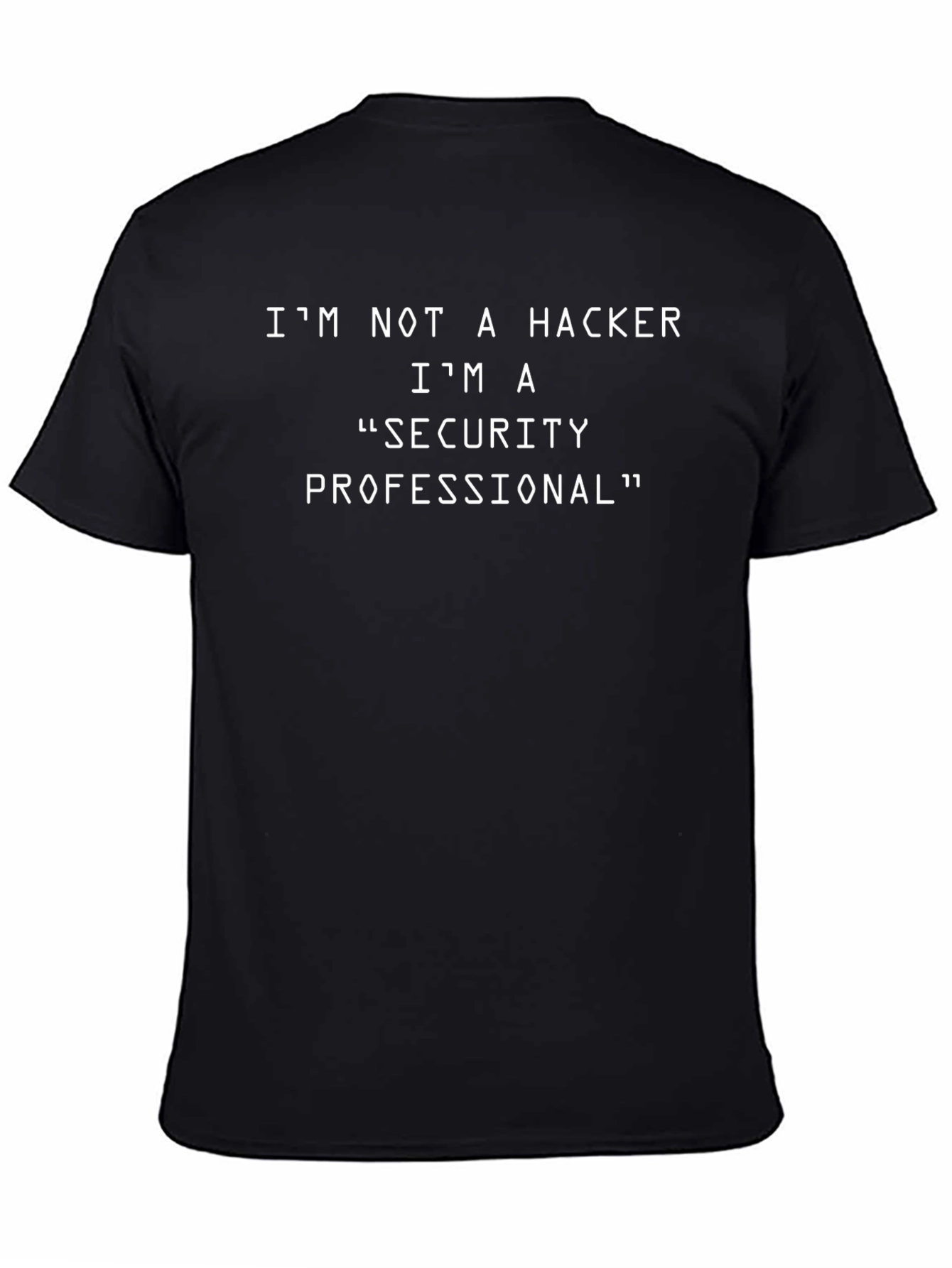 Camiseta Negra: No Soy Hacker Soy Profesional de Seguridad