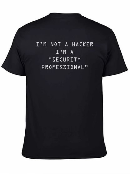 Camiseta Negra: No Soy Hacker Soy Profesional de Seguridad