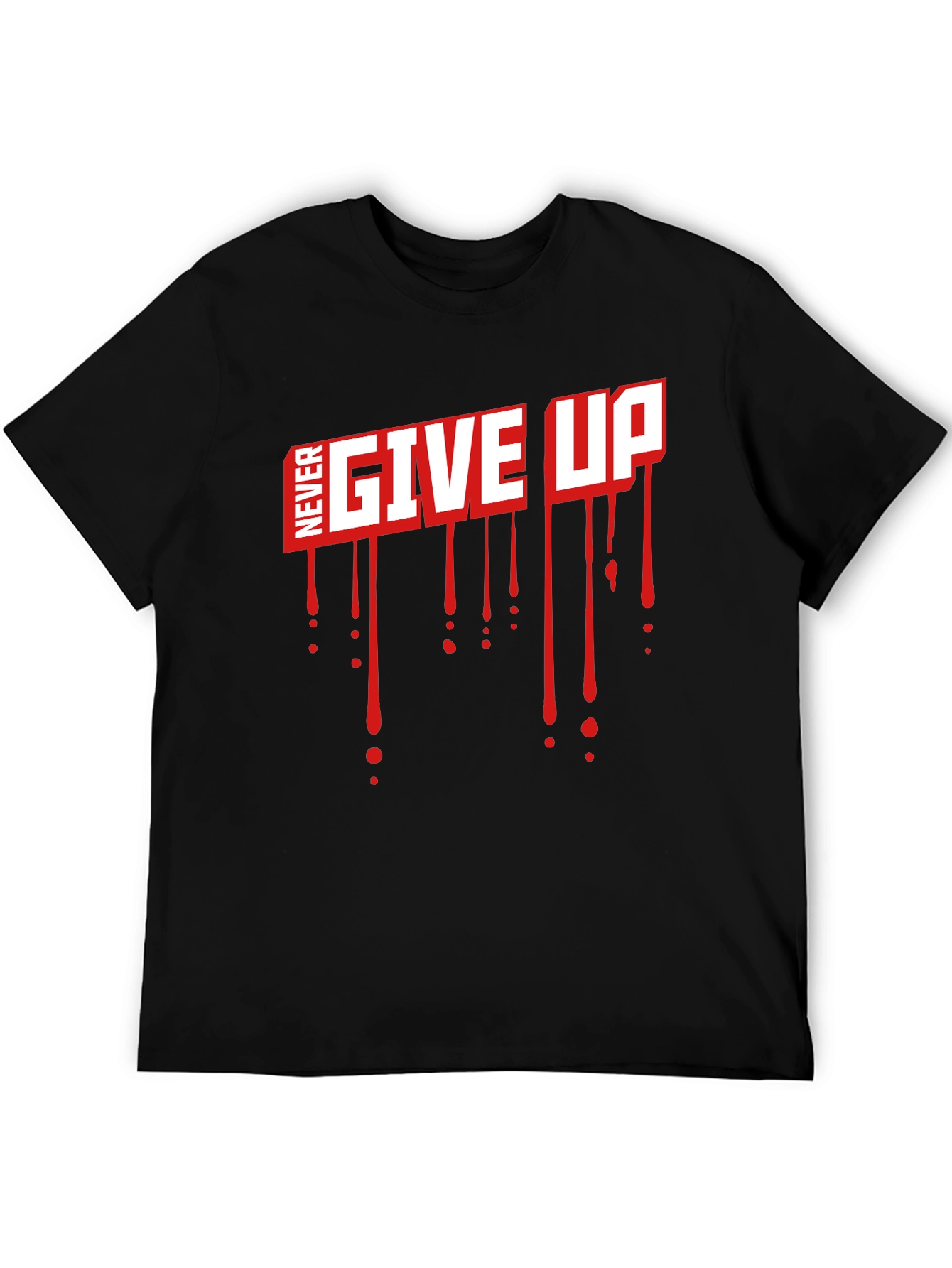 Camiseta Negra Never Give Up con Estilo Gráfico