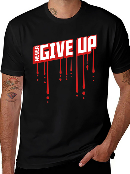 Camiseta Negra Never Give Up con Estilo Gráfico