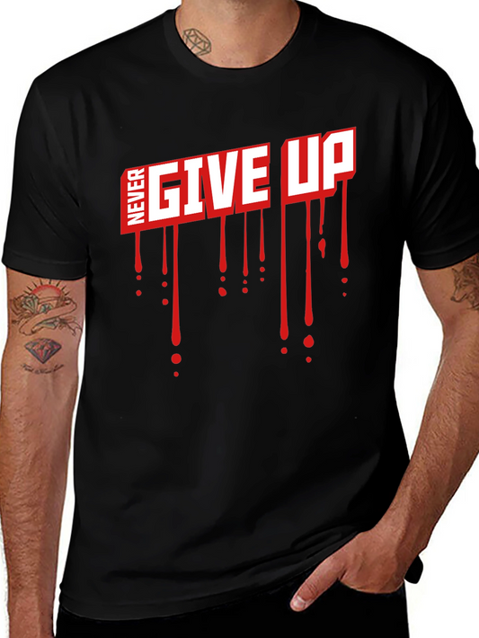 Camiseta Negra Never Give Up con Estilo Gráfico