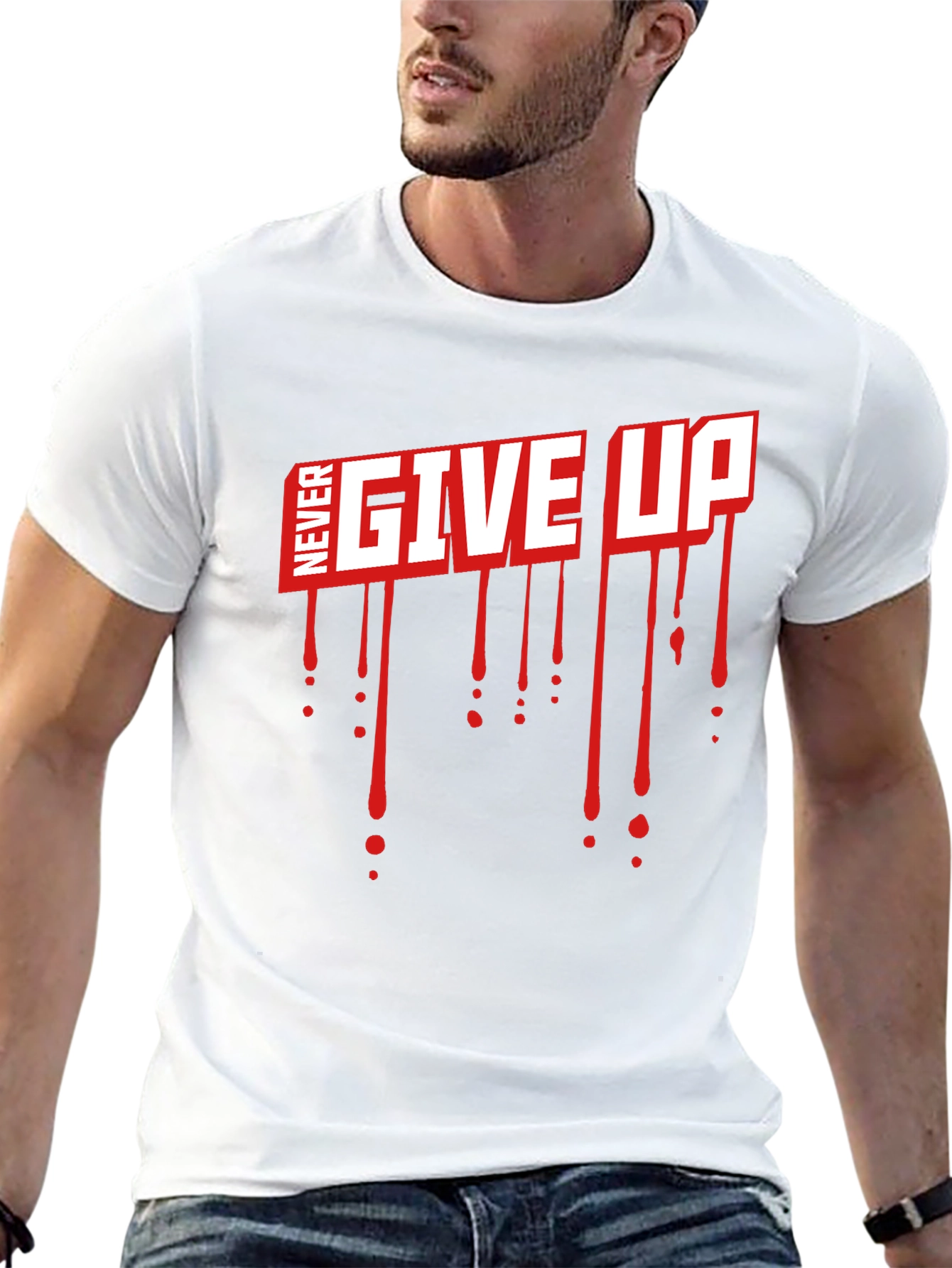 Camiseta Negra Never Give Up con Estilo Gráfico
