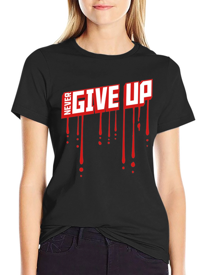 Camiseta Negra Never Give Up con Estilo Gráfico