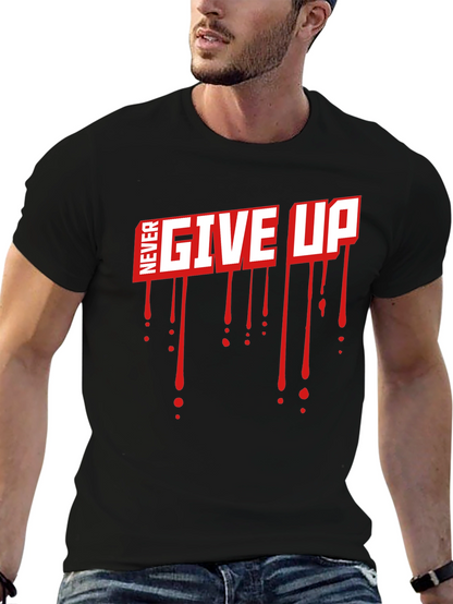 Camiseta Negra Never Give Up con Estilo Gráfico