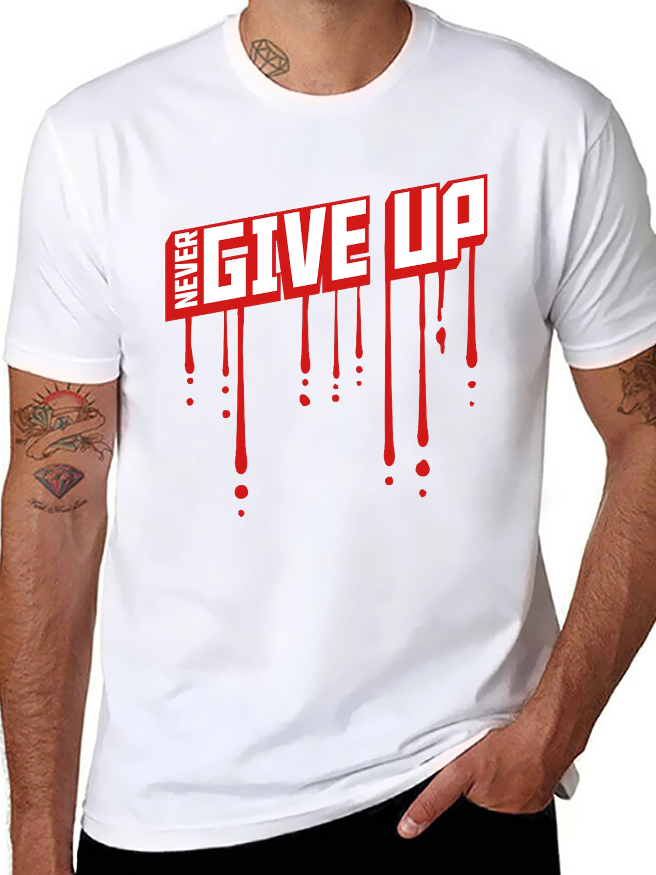 Camiseta Negra Never Give Up con Estilo Gráfico