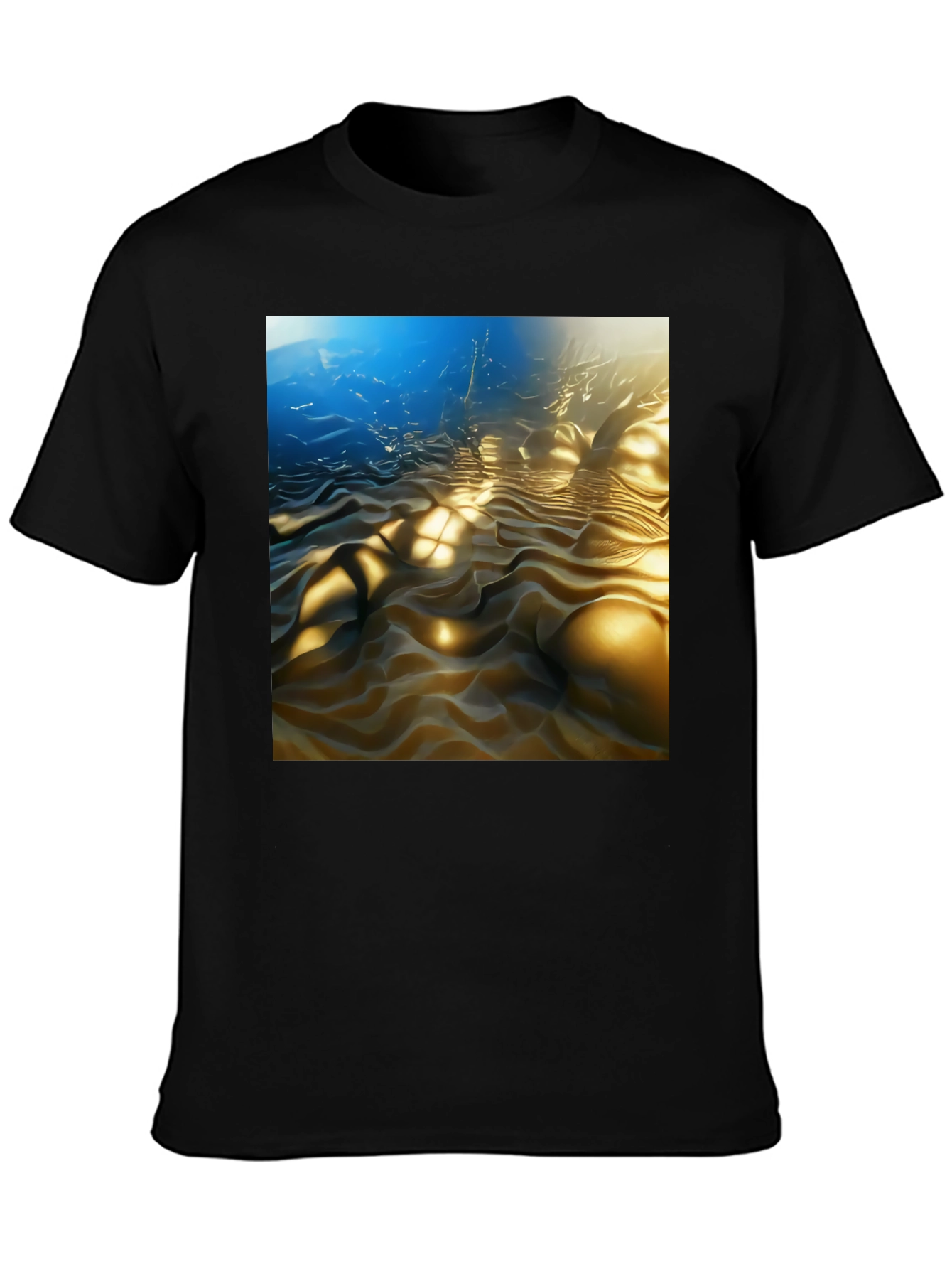 Camiseta Negra con Diseño Abstracto Ondulado