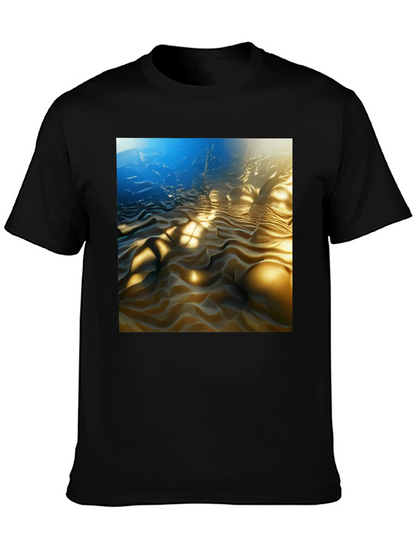 Camiseta Negra con Diseño Abstracto Ondulado