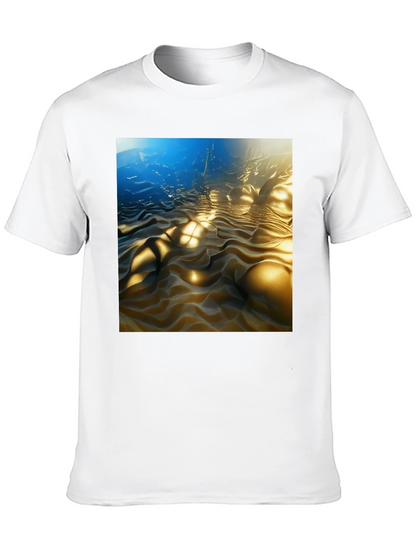 Camiseta Negra con Diseño Abstracto Ondulado