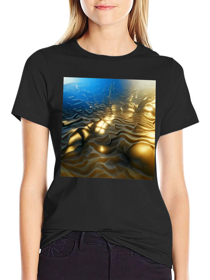 Camiseta Negra con Diseño Abstracto Ondulado