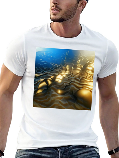 Camiseta Negra con Diseño Abstracto Ondulado