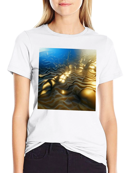Camiseta Negra con Diseño Abstracto Ondulado