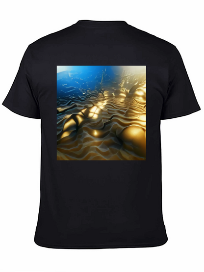 Camiseta Negra con Diseño Abstracto Ondulado