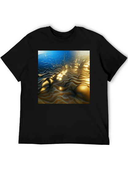 Camiseta Negra con Diseño Abstracto Ondulado