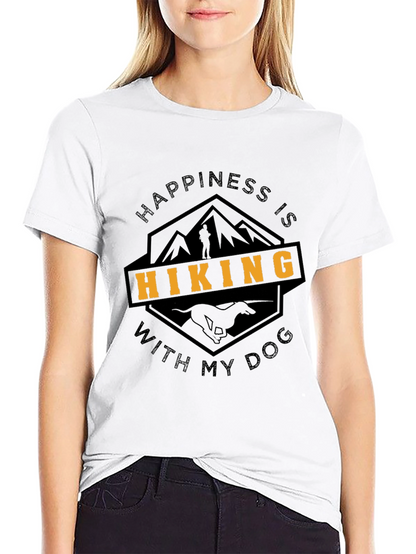 Camiseta Negra Happiness Is Hiking With My Dog
