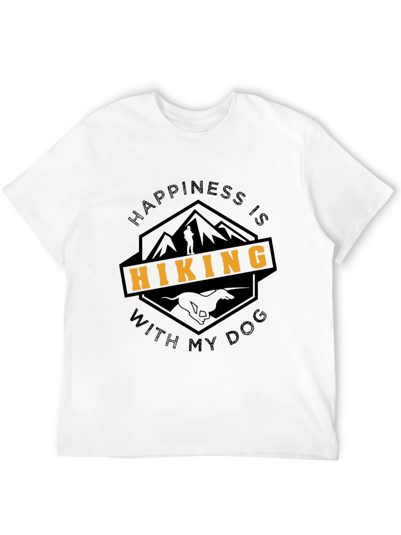 Camiseta Negra Happiness Is Hiking With My Dog