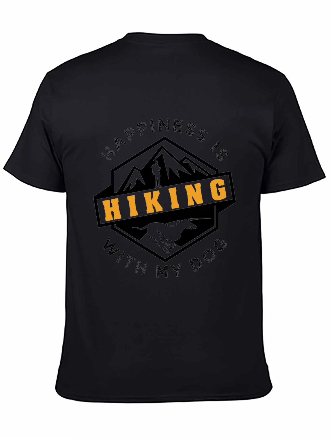 Camiseta Negra Happiness Is Hiking With My Dog