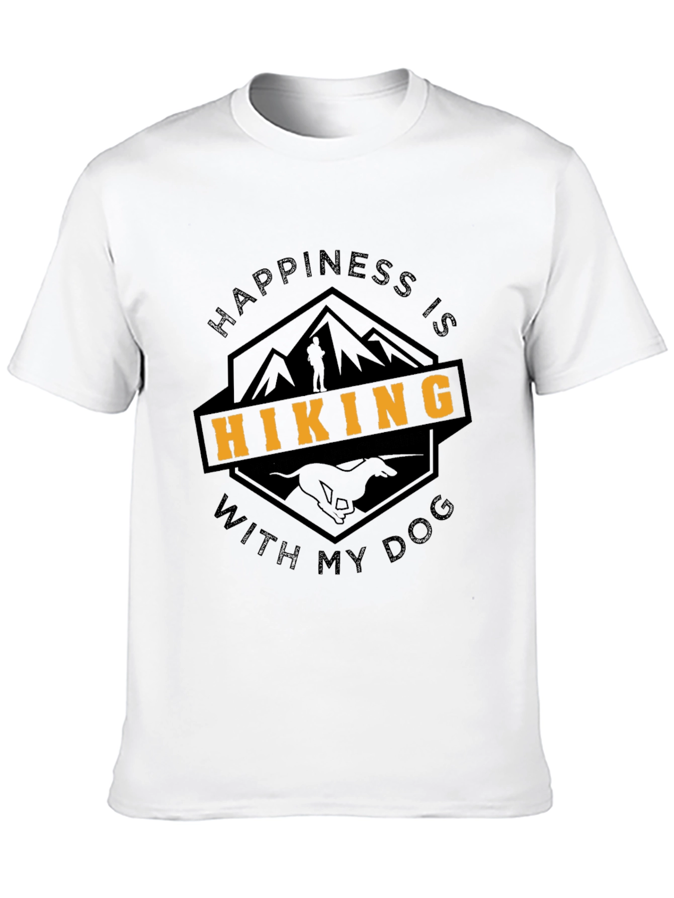 Camiseta Negra Happiness Is Hiking With My Dog