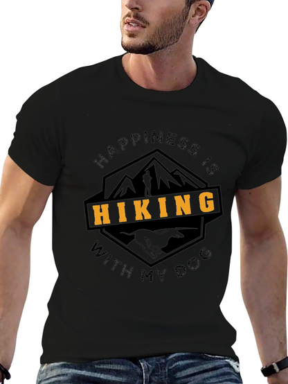 Camiseta Negra Happiness Is Hiking With My Dog