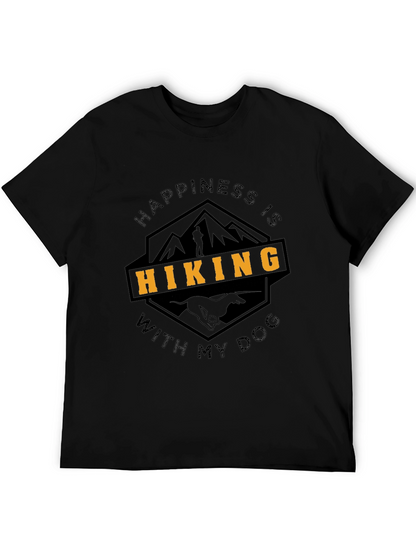 Camiseta Negra Happiness Is Hiking With My Dog