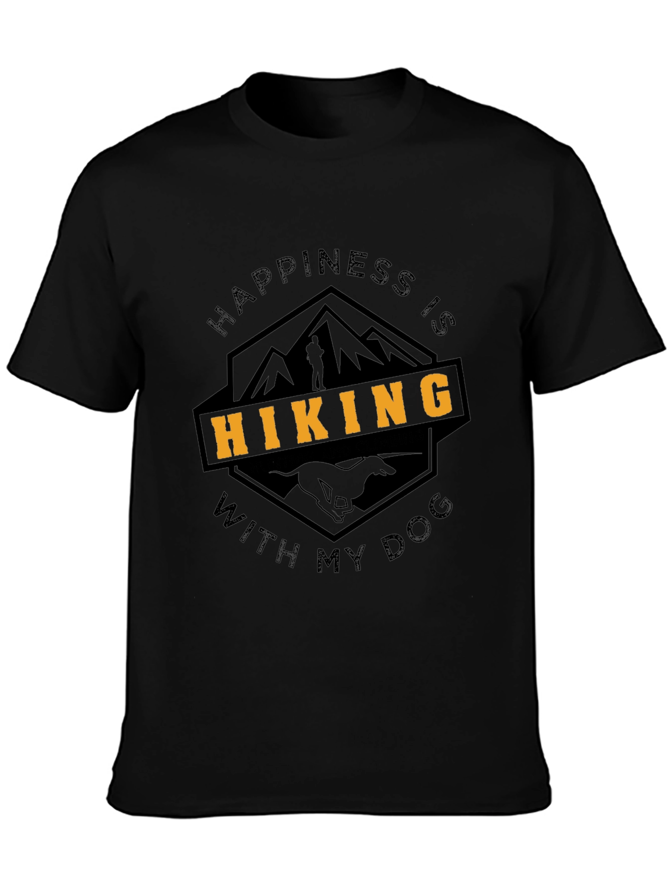 Camiseta Negra Happiness Is Hiking With My Dog