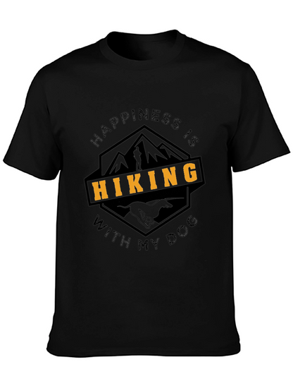 Camiseta Negra Happiness Is Hiking With My Dog