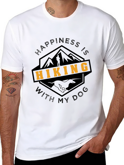 Camiseta Negra Happiness Is Hiking With My Dog